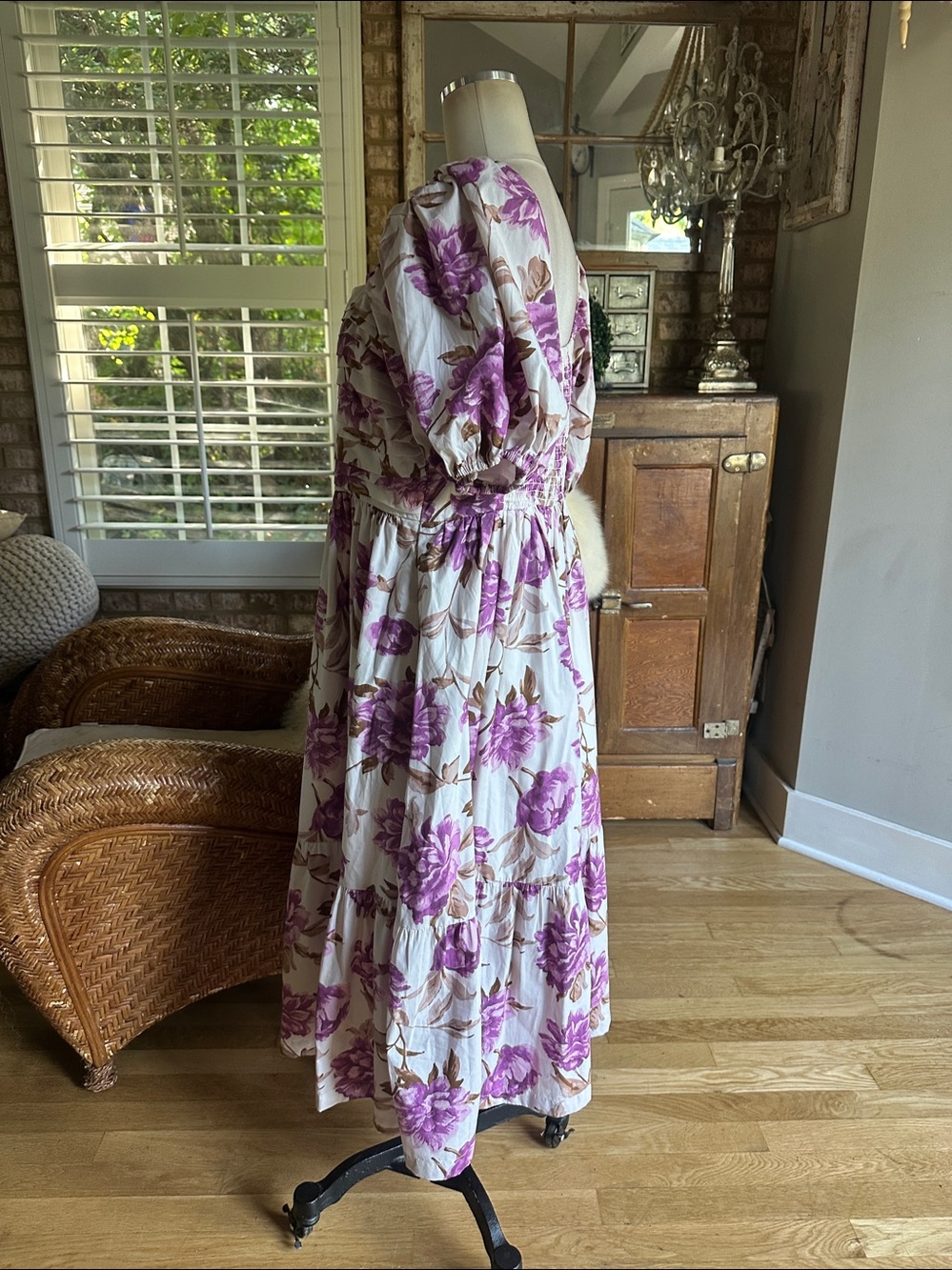 ABERCROMBIE & FITCH FLORAL MAXI DRESS LARGE EXCELLENT COTTAGECORE - Picture 3 of 7
